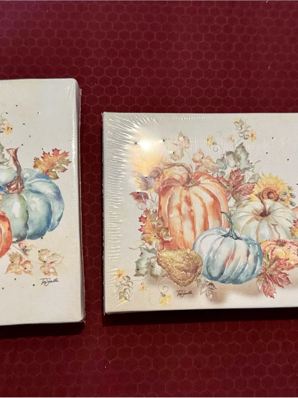 Autumn Pumpkins Canvas Wall Art - Blue and Orange